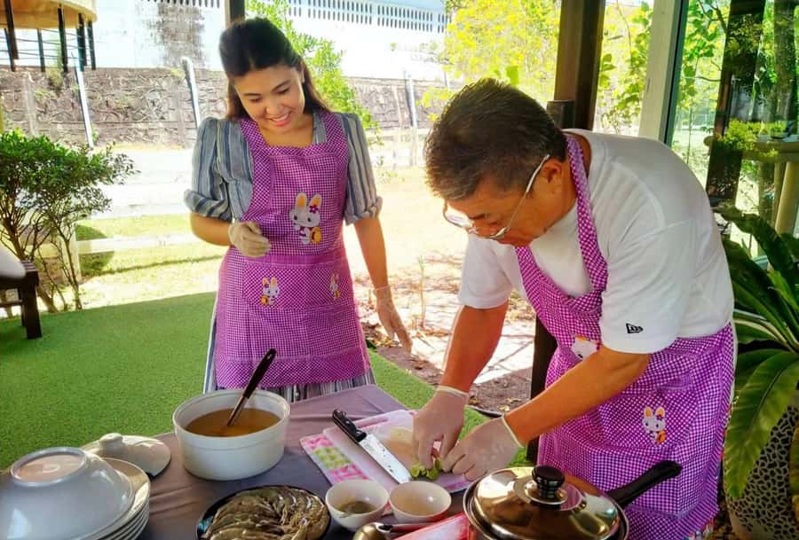 Dinner from cooking class & enjoy local night market - Eating what you prepared, then receiving dessert