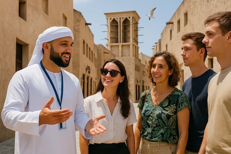 Dubai: Old Town Walking Tour with Abra Cruise & Street Food - The Old Mosque and wall remnants