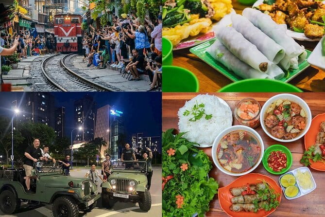 Hanoi Jeep Night Street Foodie Tour, Train Street and Egg Coffee - Bun cha near the Opera House