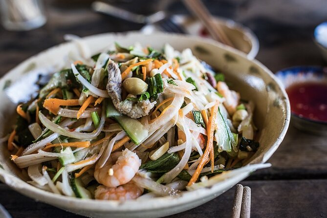 Hanoi Vegan Street Food Tour and Train Street - Bánh xèo chay on Hàng Dầu Street