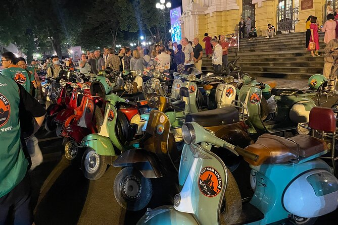 Hanoi Vespa After Dark Street Food Tour -Hidden Gem-Train Street - Crossing Long Bien Bridge after dark