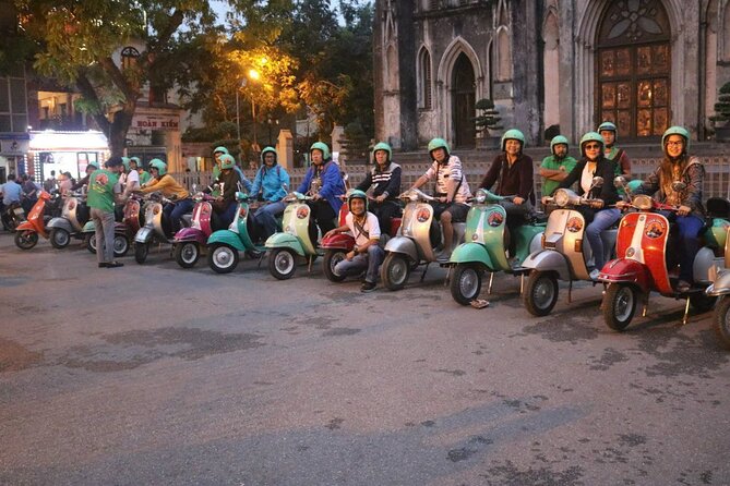 Hanoi Vespa After Dark Street Food Tour -Hidden Gem-Train Street - Bun Cha, spring rolls, and Hanoi beer near Hoan Kiem