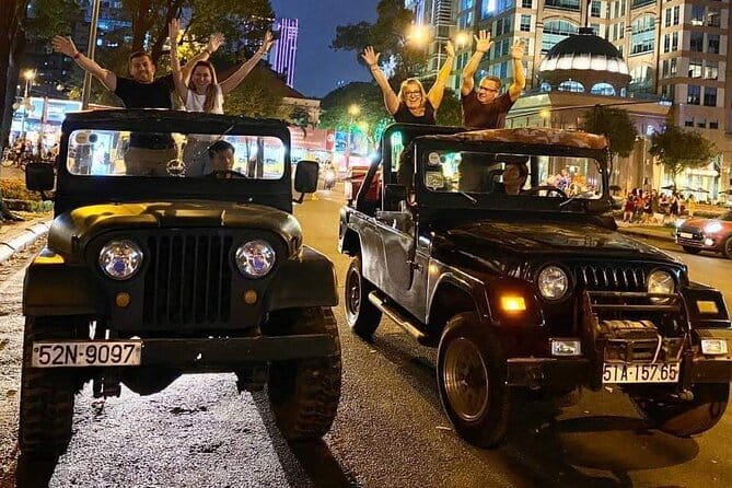 Jeep Tour Saigon By Night : FRESH SEAFOOD, STREET FOOD & SKY BAR - Nguyen Hue Street sets the evening in motion