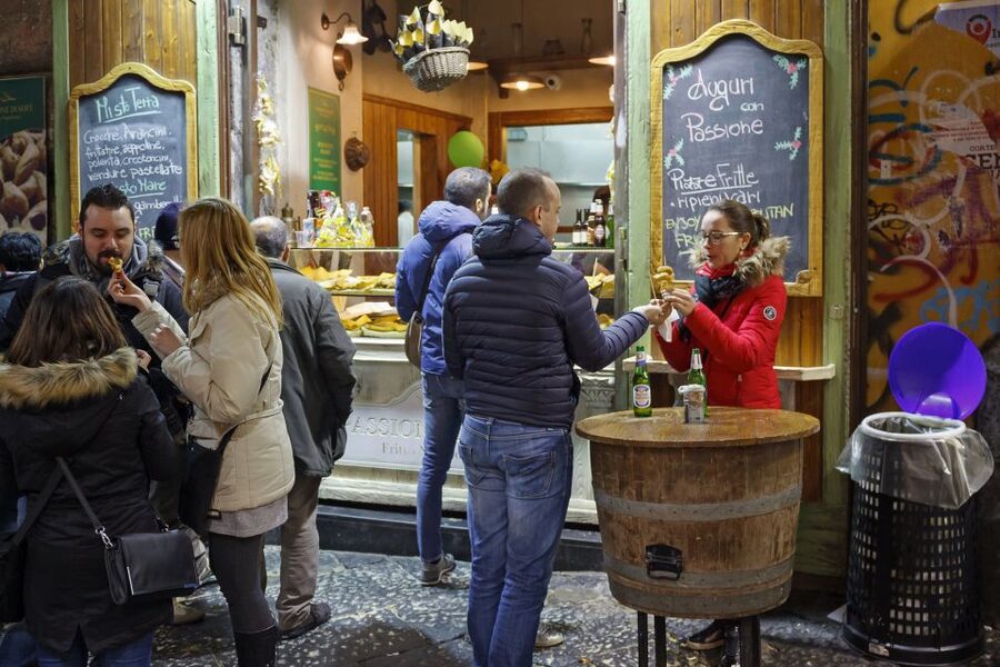 Naples: City and Street Food Market - Starting at Piazza Municipio and the Nettuno Fountain