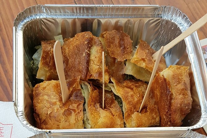 Street food tasting in the locals favorite hidden places - Pies, cured foods, olives, honey, and oil