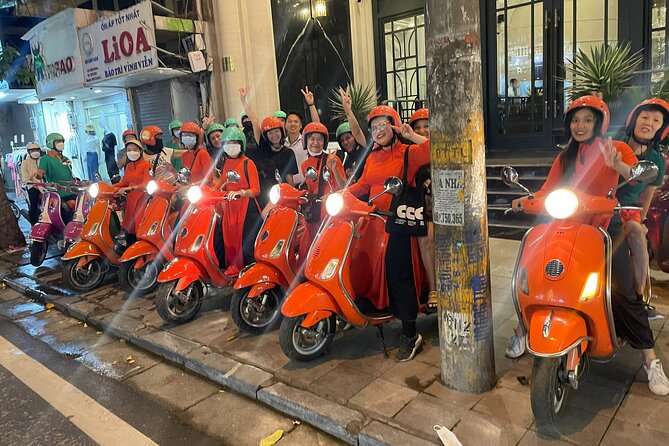 Vespa Female Ao Dai riders Night Street Food + See Train Street - Ngu Xa and Hanoi’s unusual noodle dishes